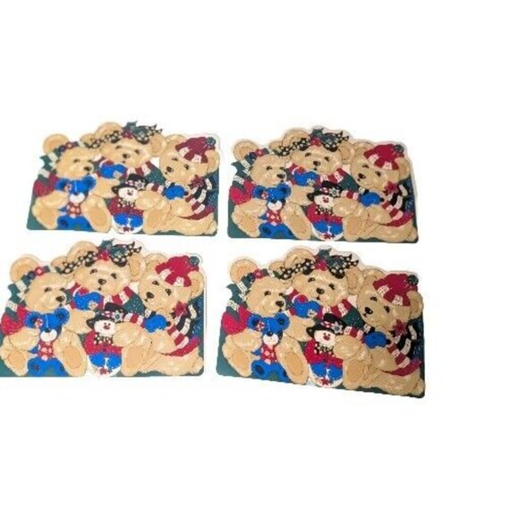 Vtg. Set of 8  B & C Vinyl Placemats Christmas Themed Bears - Picture 16 of 16